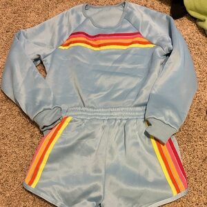Women Blue Tracksuit with Rainbow Stripes